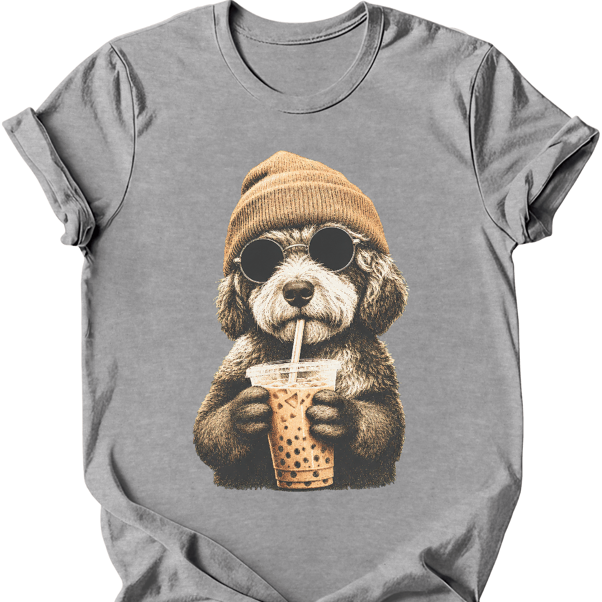 bernedoodle hipster dog tee sport grey
