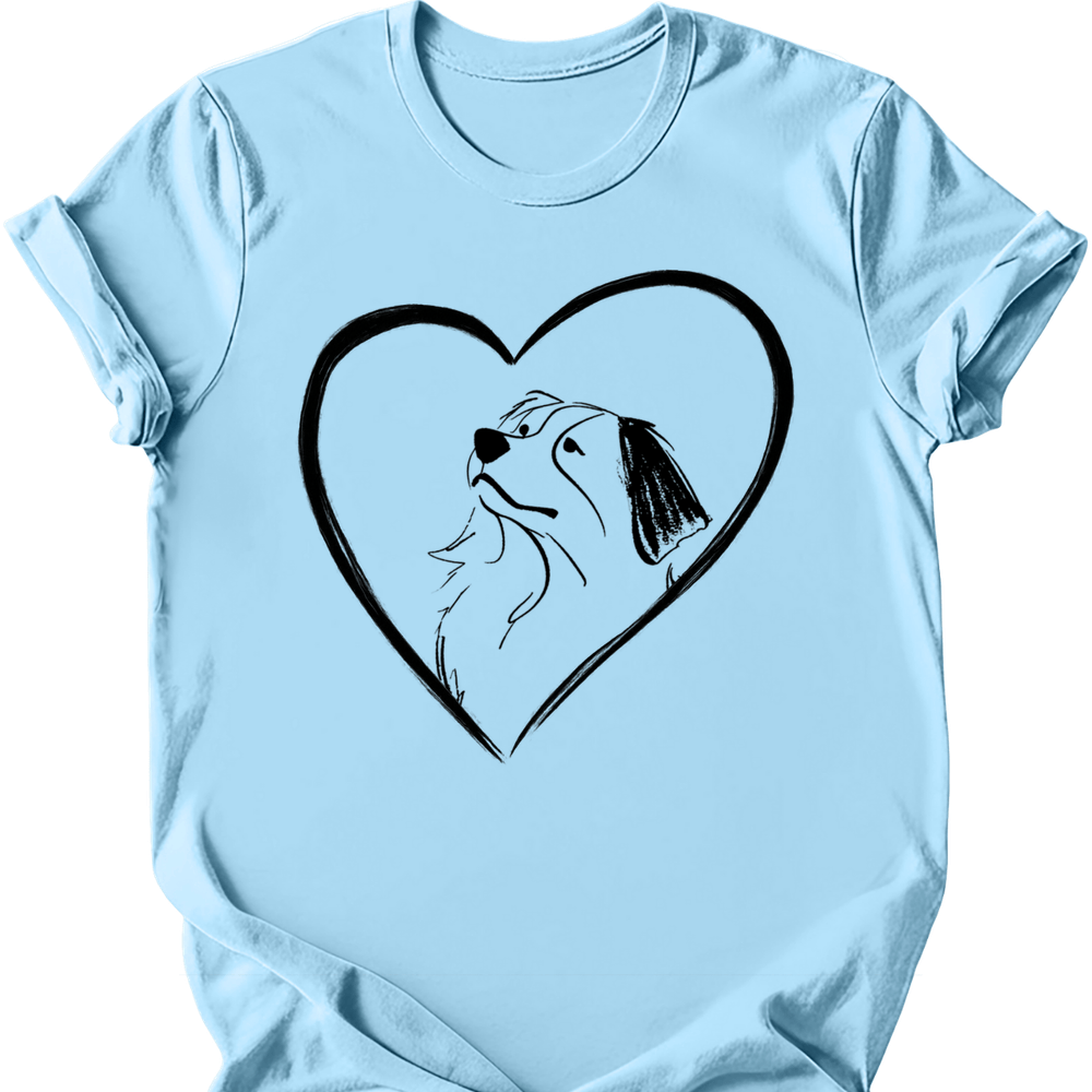 Bernese Mountain Dog heart dog tee light blue