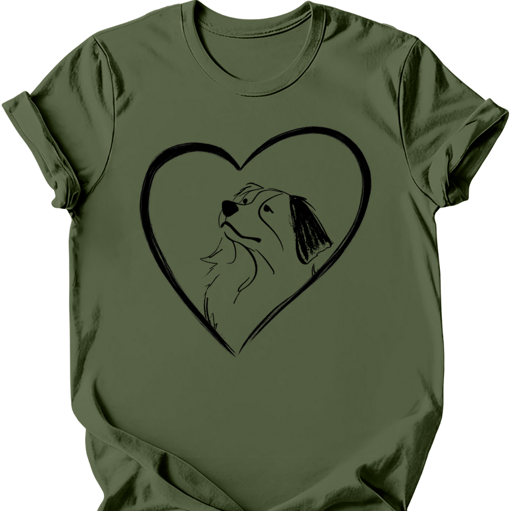 Bernese Mountain Dog heart dog tee military green