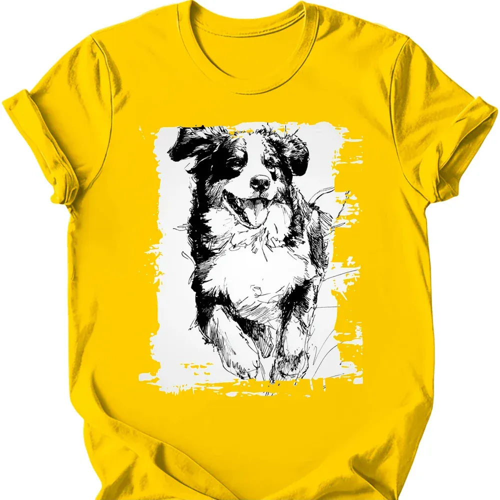 Bernese Mountain Dog running dog tee daisy