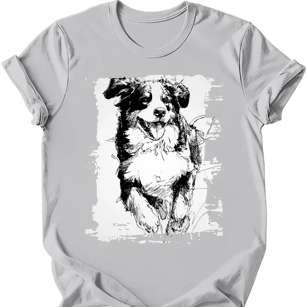Bernese Mountain Dog running dog tee ice grey