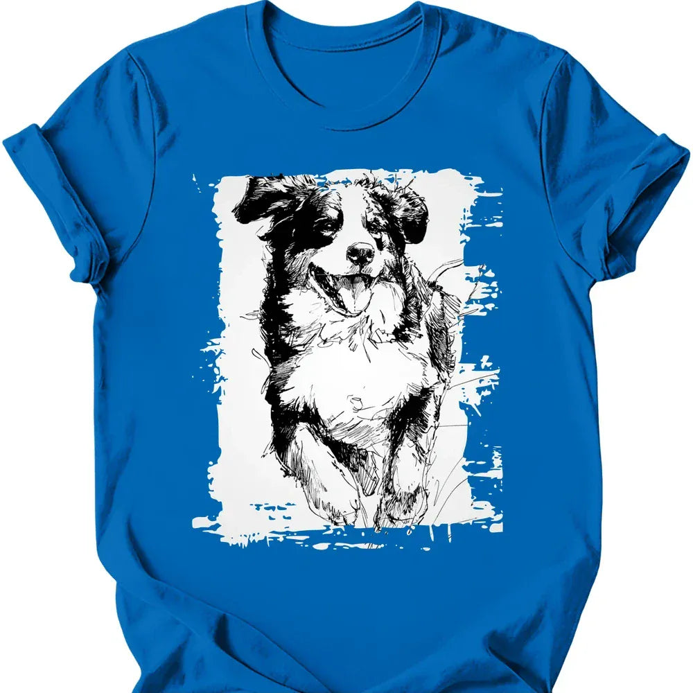 Bernese Mountain Dog running dog tee royal