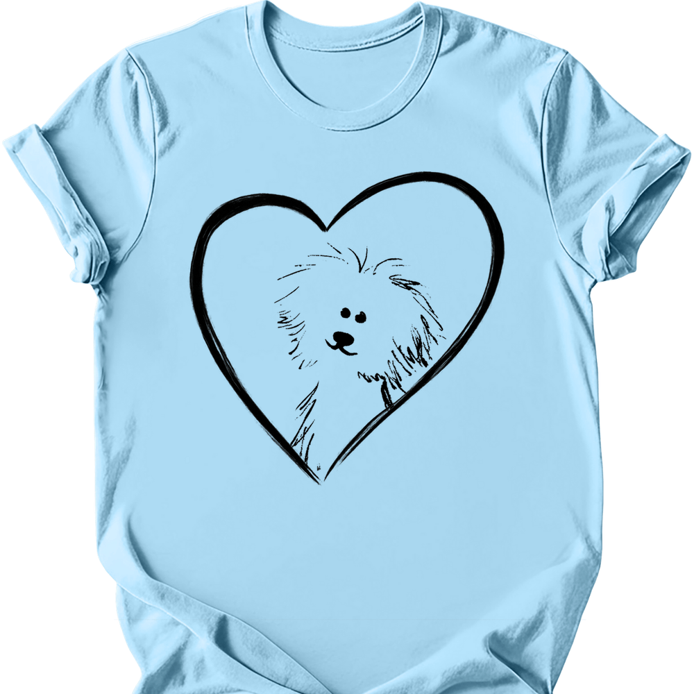 Bichon Frise heart dog tee light blue