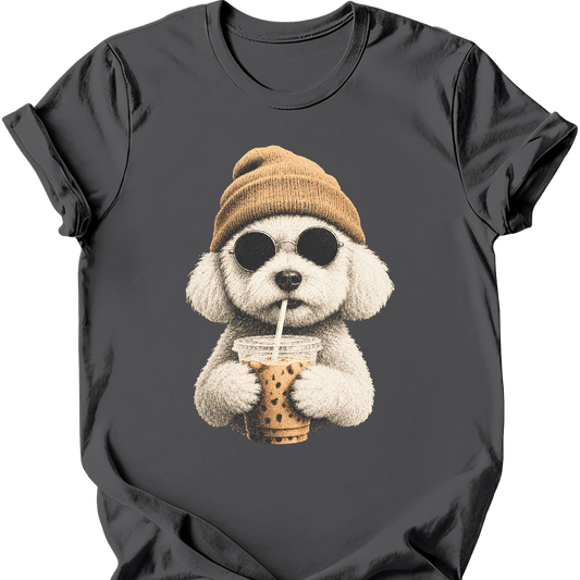 bichon frise hipster dog tee charcoal