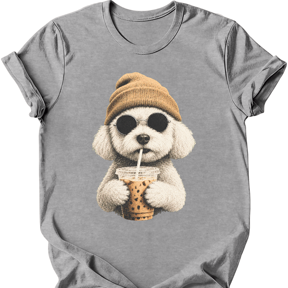 bichon frise hipster dog tee sport grey