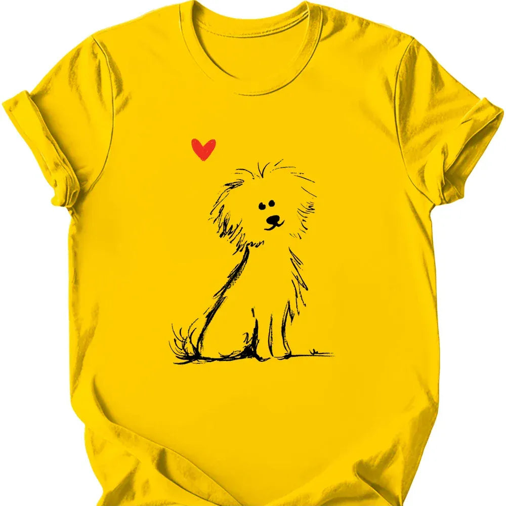 Bichon Frise sketch tee daisy