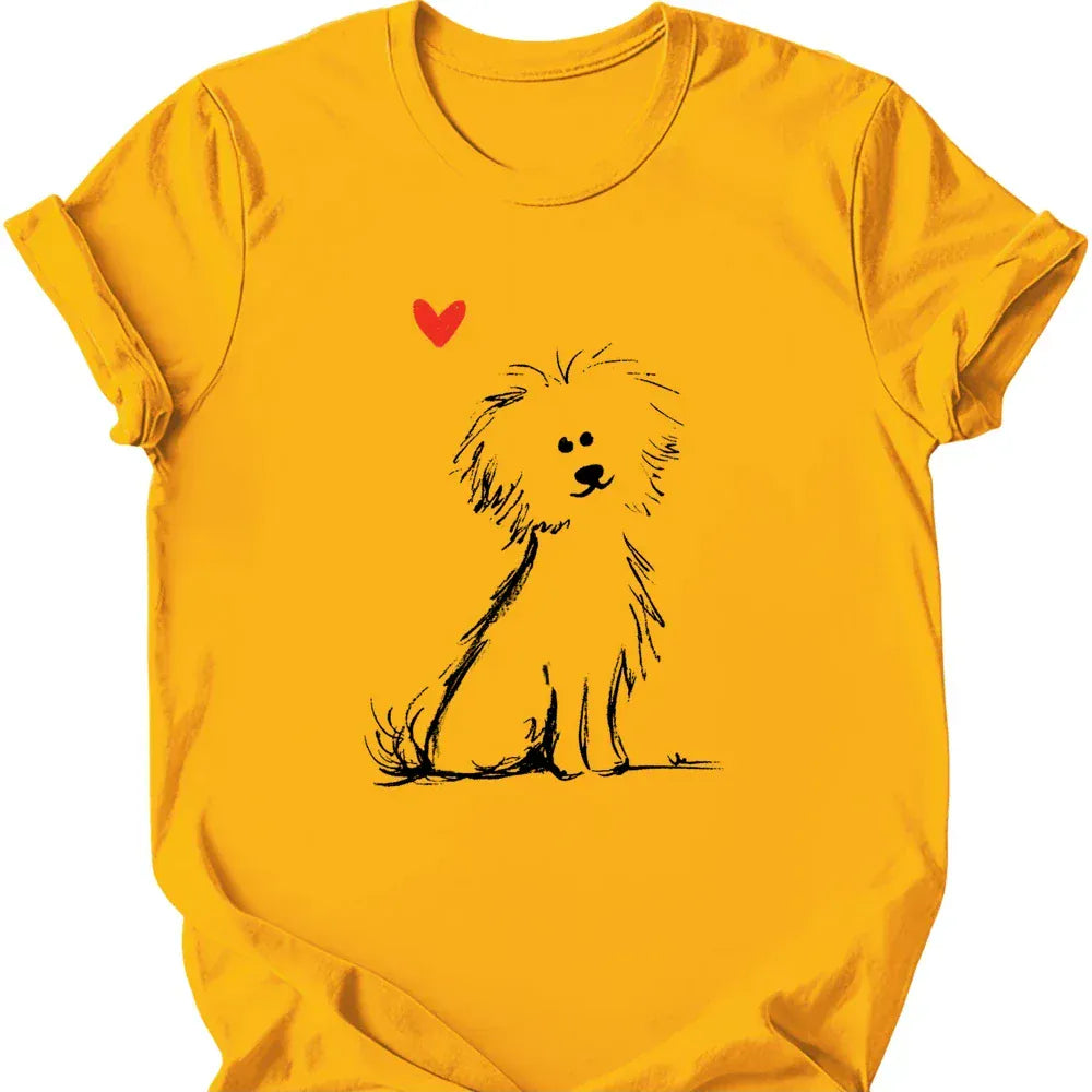 Bichon Frise sketch tee gold