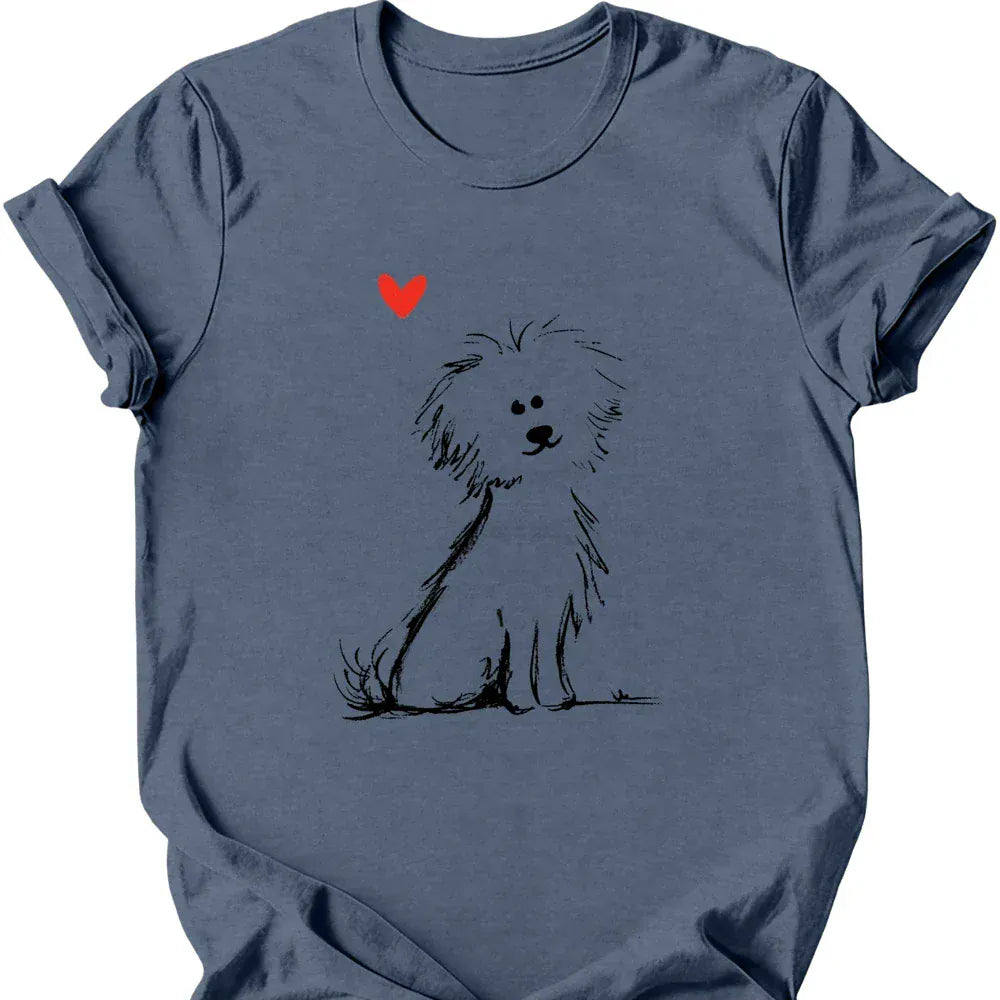 Bichon Frise sketch tee heather indigo