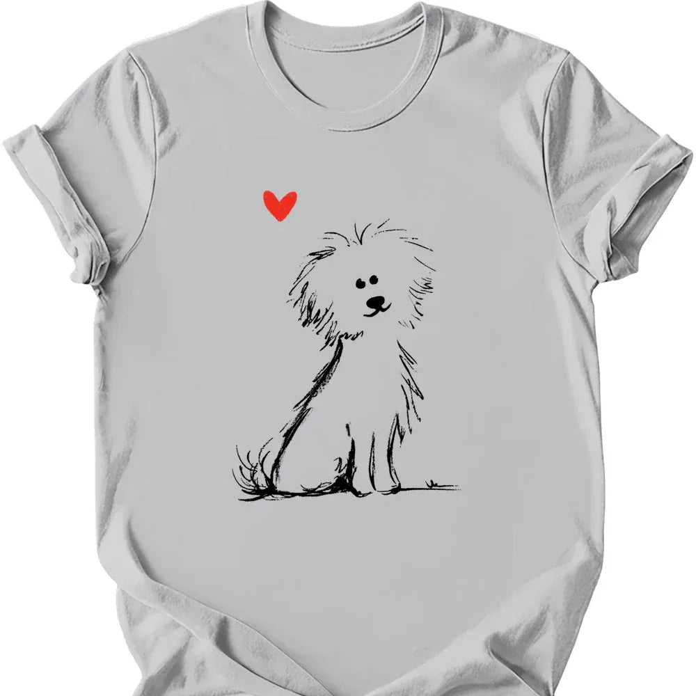 Bichon Frise sketch tee ice grey