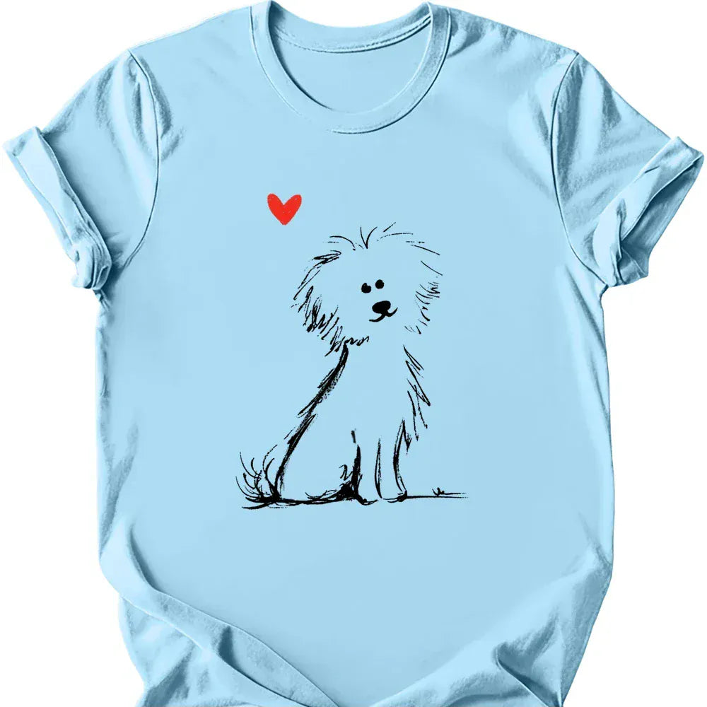 Bichon Frise sketch tee light blue