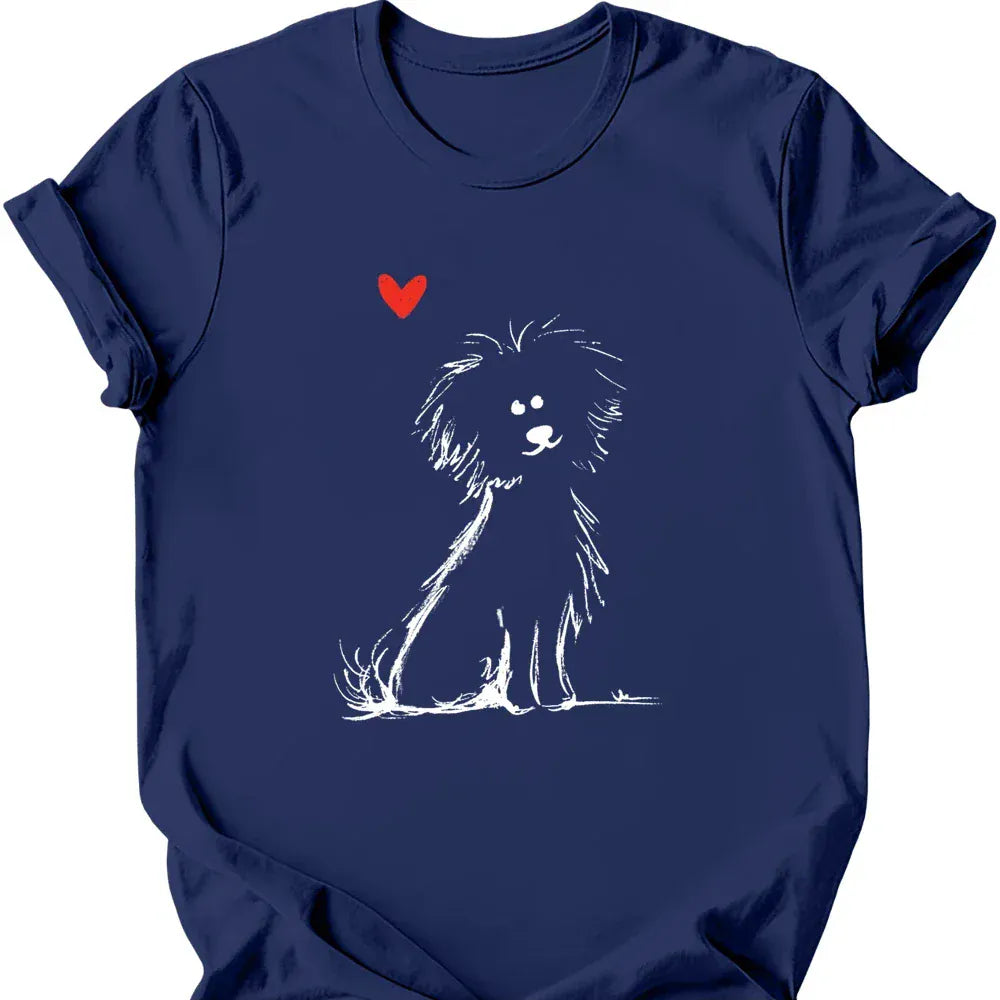Bichon Frise sketch tee navy