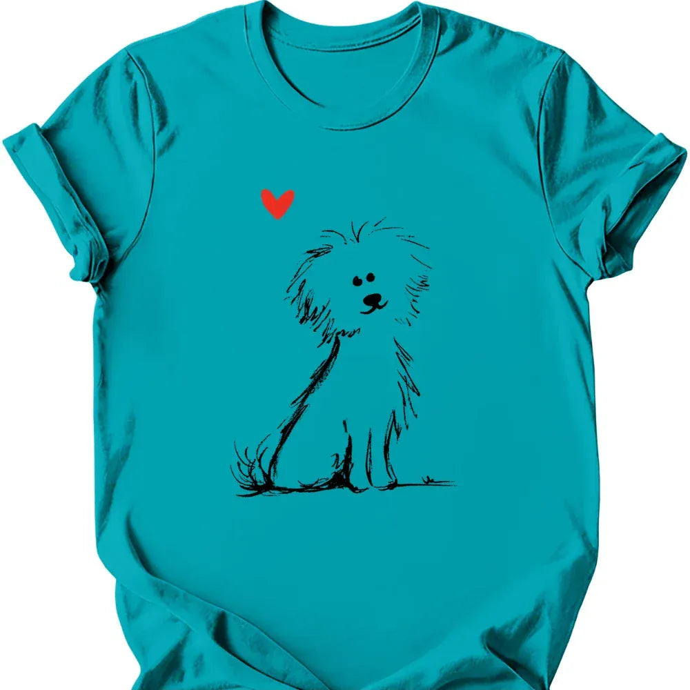 Bichon Frise sketch tee tropical blue