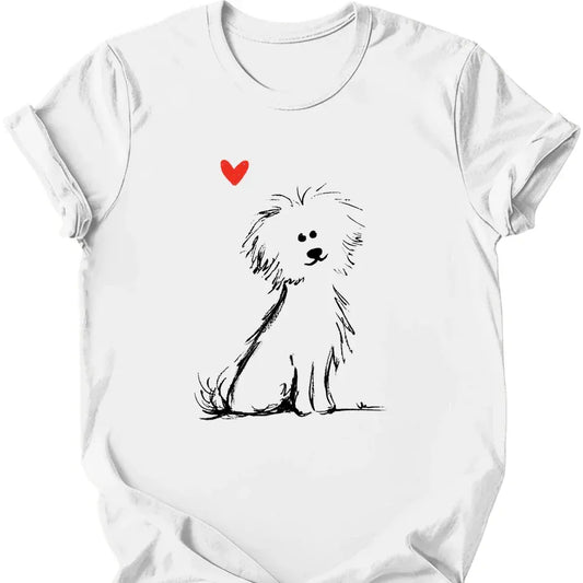 Bichon Frise sketch tee white
