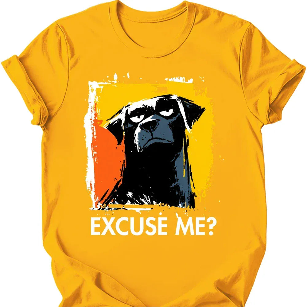 Black Labrador excuse me tee gold