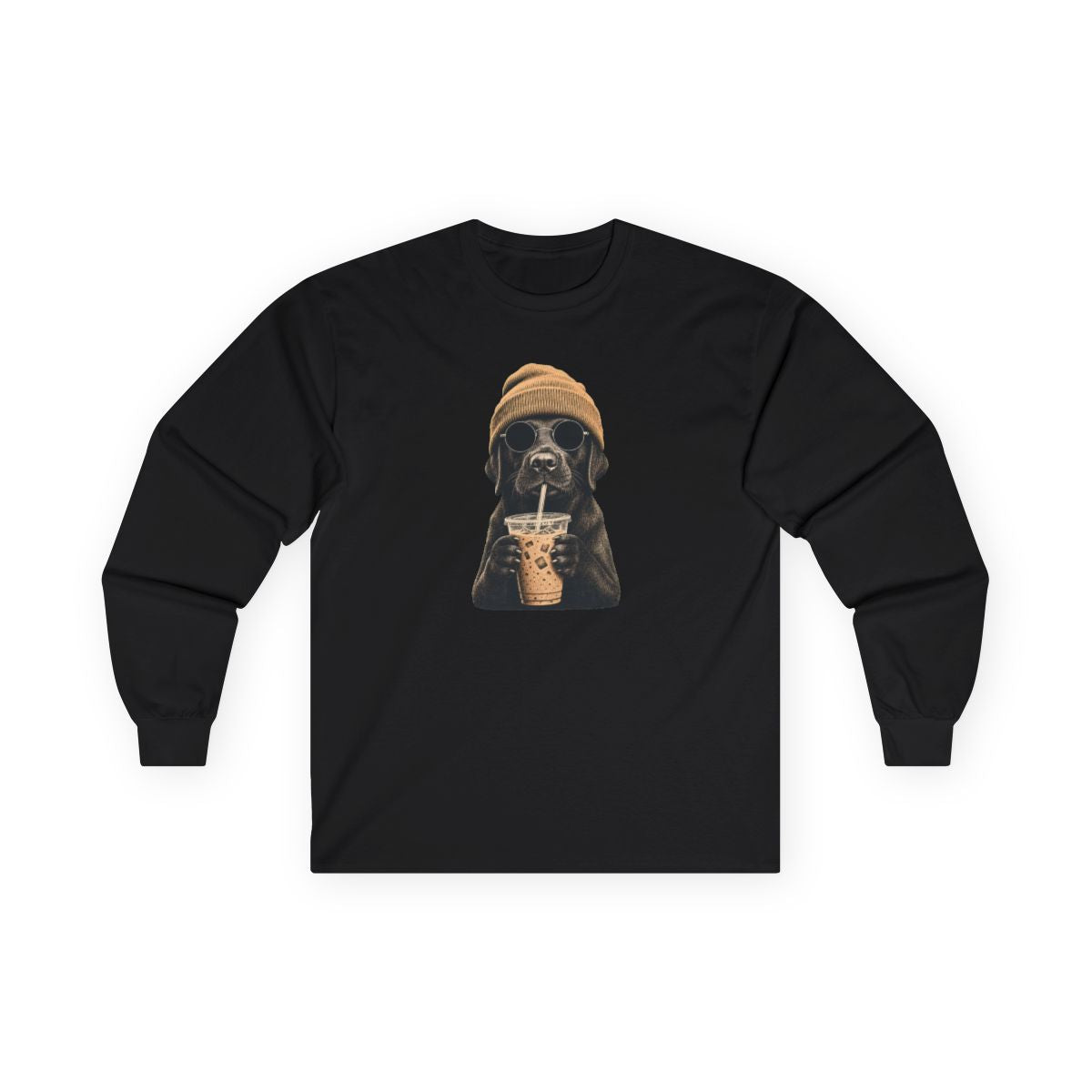 Black Labrador - Hipster Dog Long Sleeve - Black