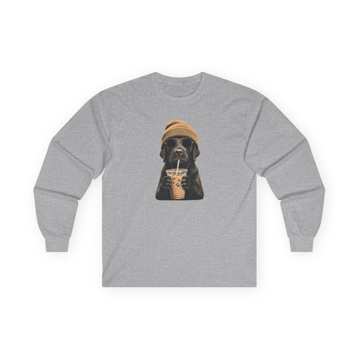Black Labrador - Hipster Dog Long Sleeve - Sport Grey
