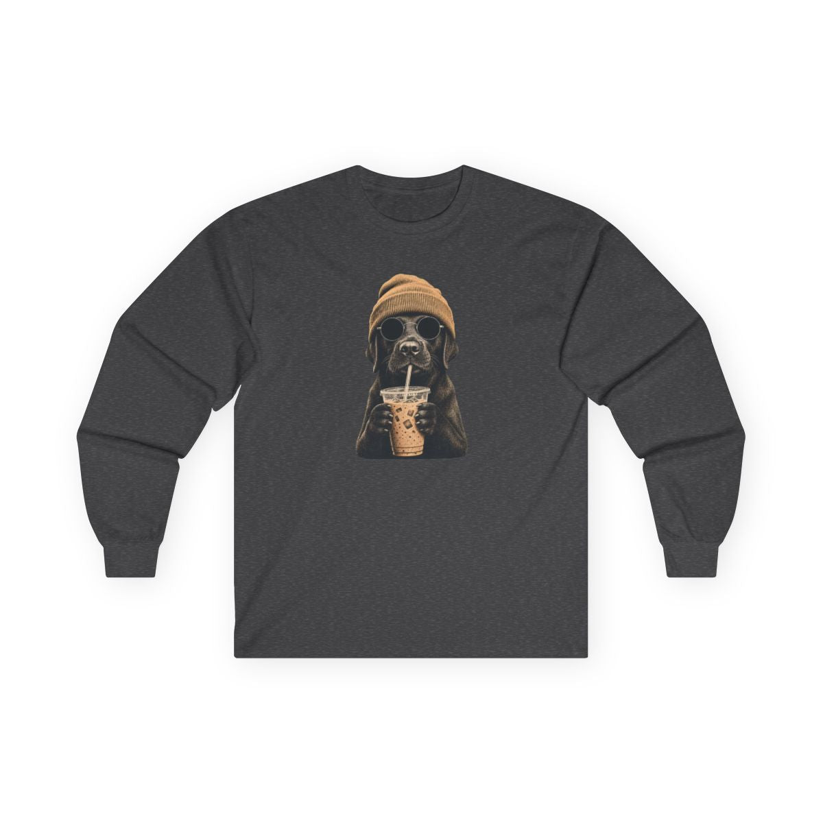 Black Labrador - Hipster Dog Long Sleeve - Dark Heather