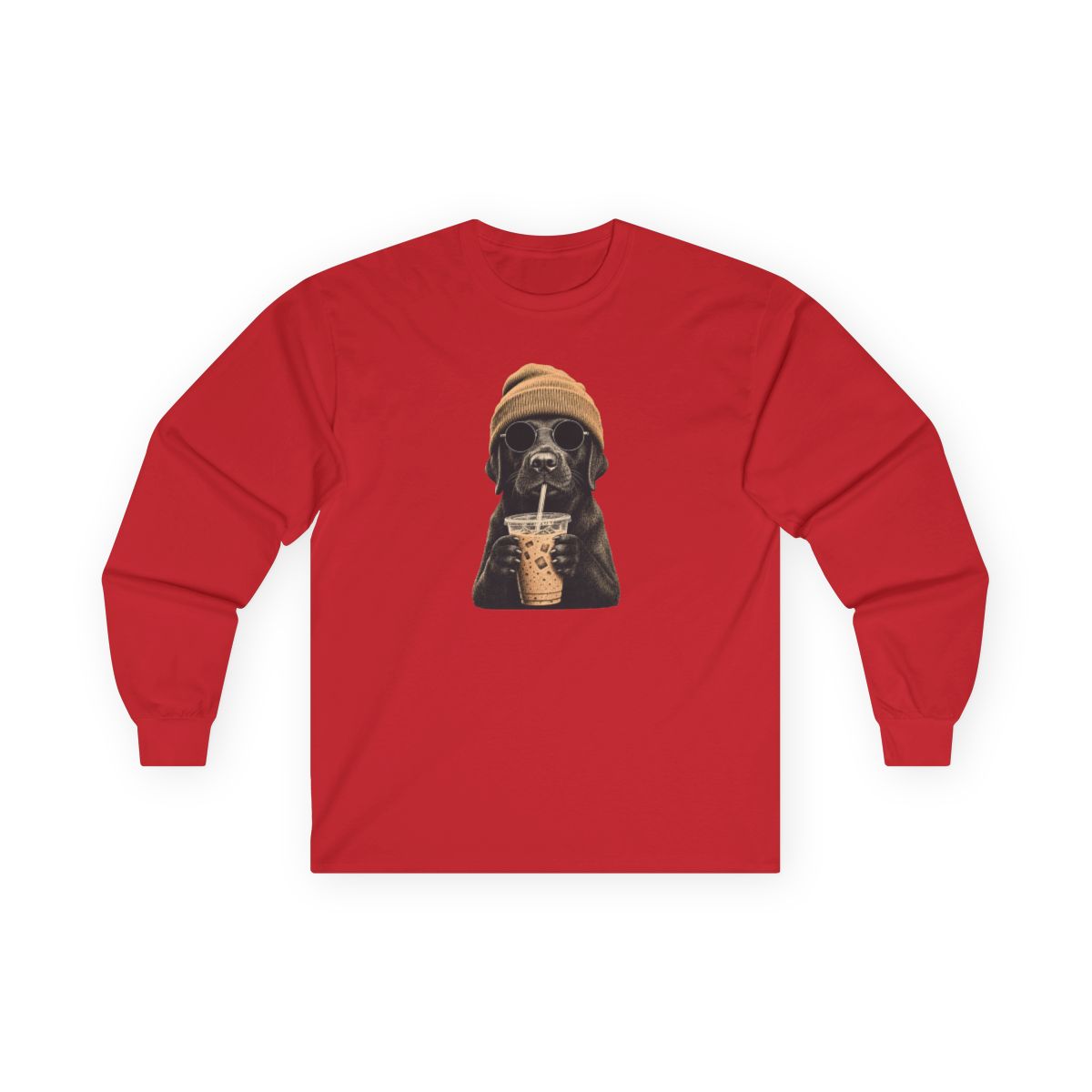 Black Labrador - Hipster Dog Long Sleeve - Red