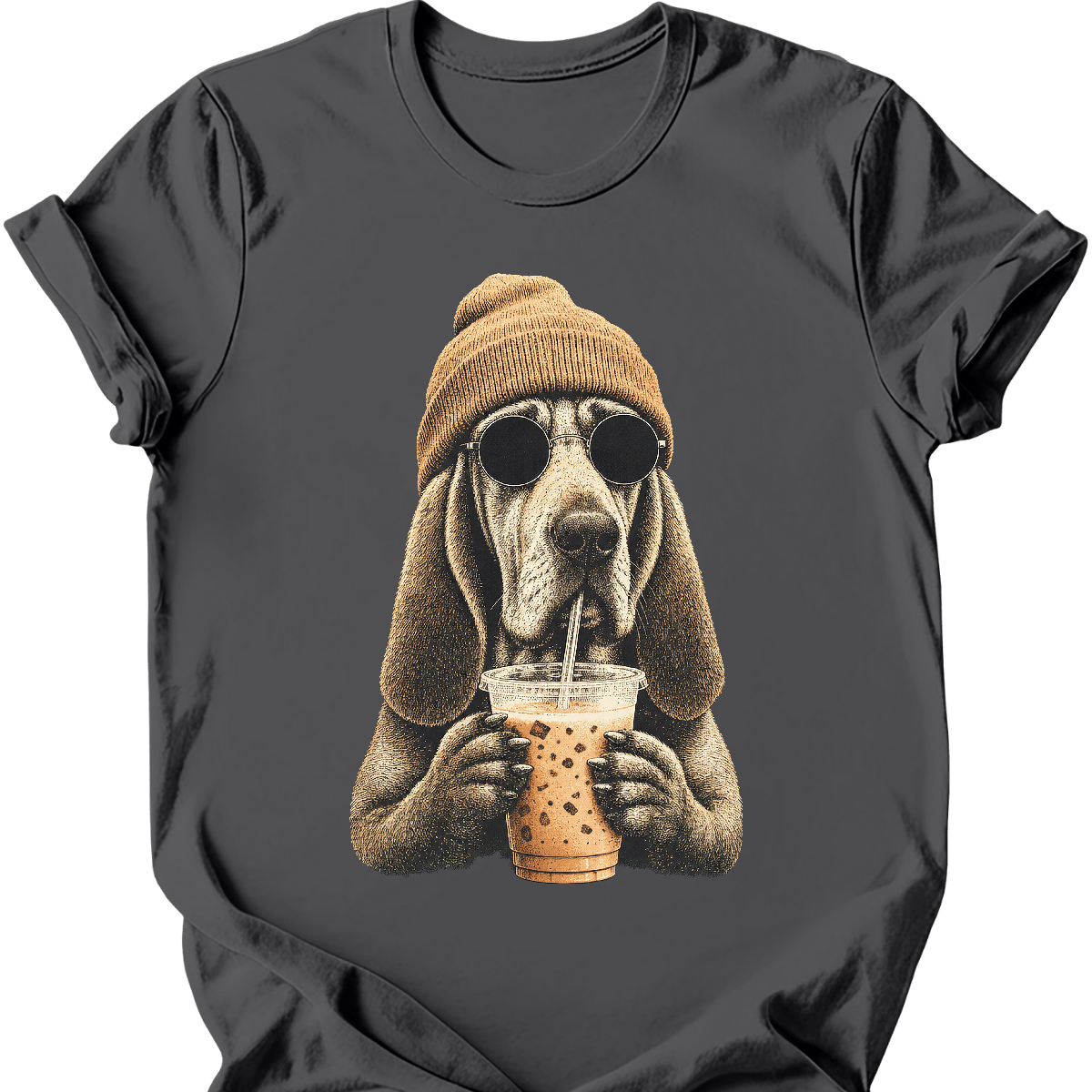 bloodhound hipster dog tee charcoal