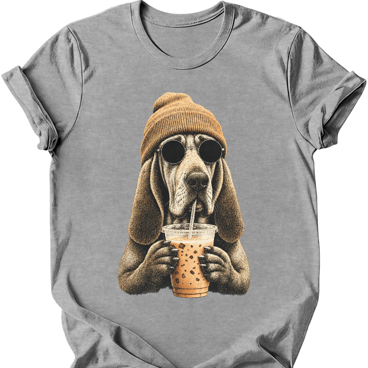 bloodhound hipster dog tee sport grey
