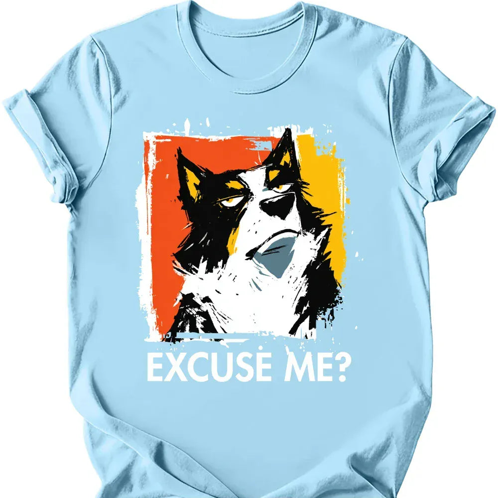 Border Collie excuse me tee light blue