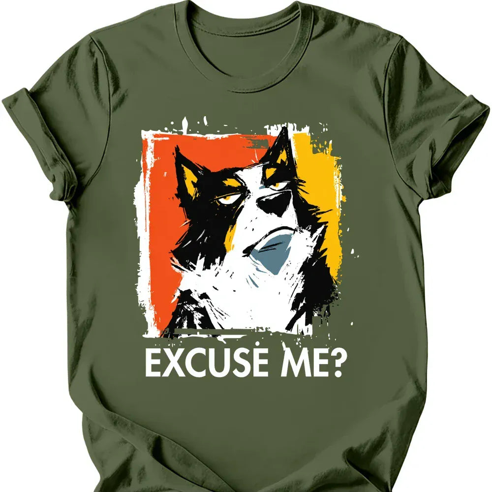 Border Collie excuse me tee military green