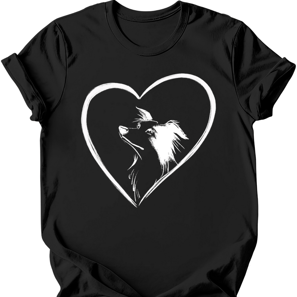 Border Collie heart dog tee black