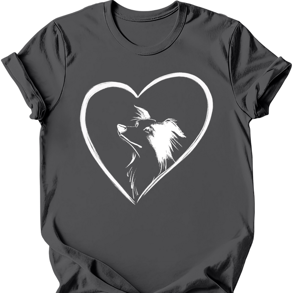 Border Collie heart dog tee charcoal