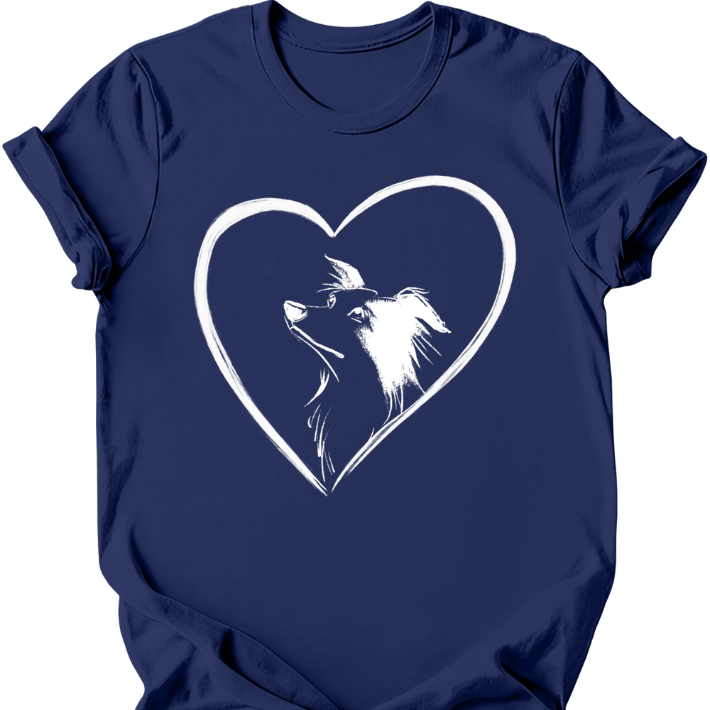 Border Collie heart dog tee navy