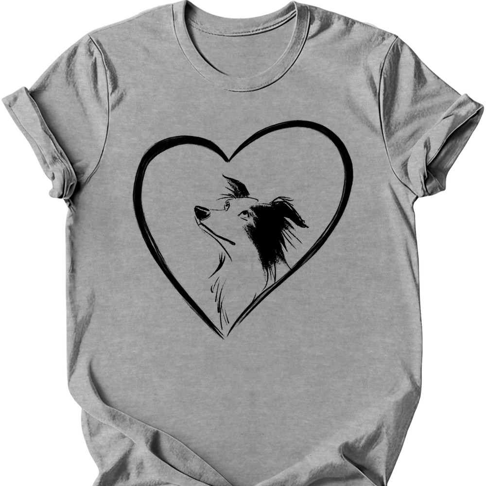 Border Collie heart dog tee sport grey