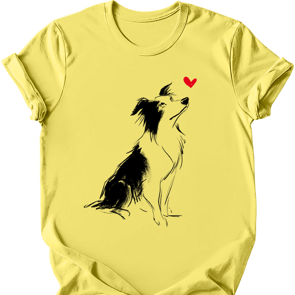 Border Collie sketch tee cornsilk