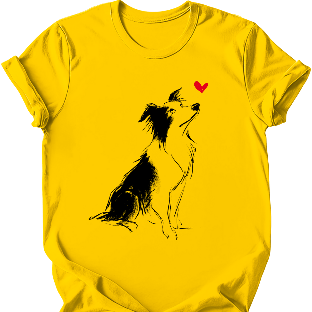 Border Collie sketch tee daisy