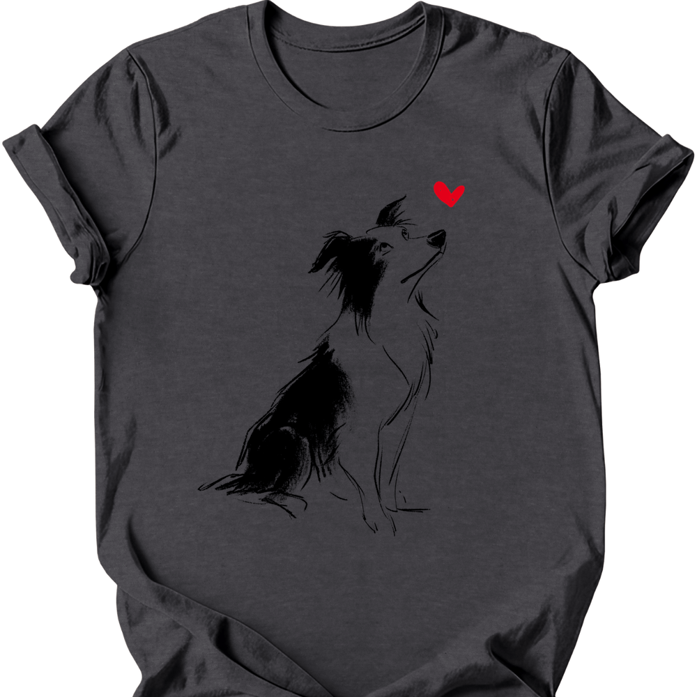 Border Collie sketch tee dark heather