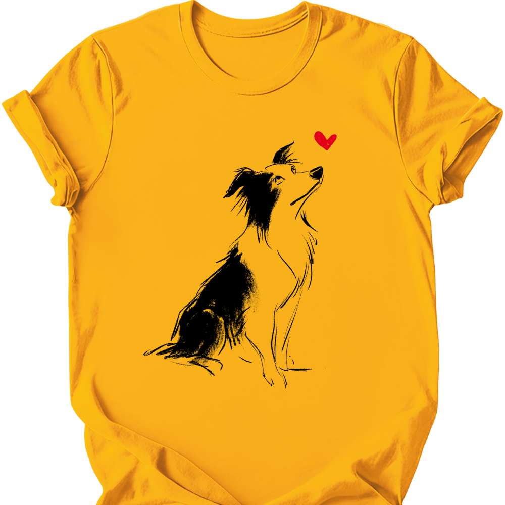 Border Collie sketch tee gold