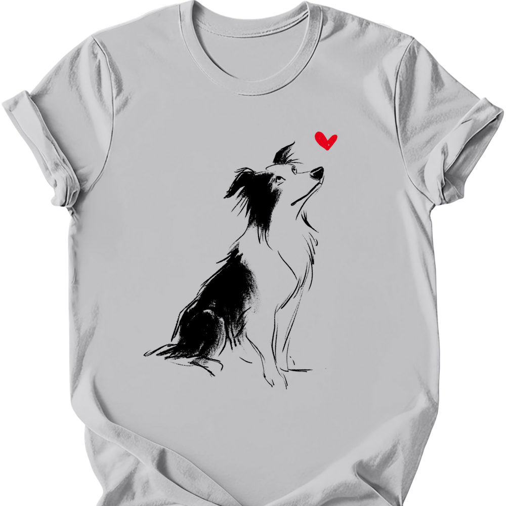 Border Collie sketch tee ice grey