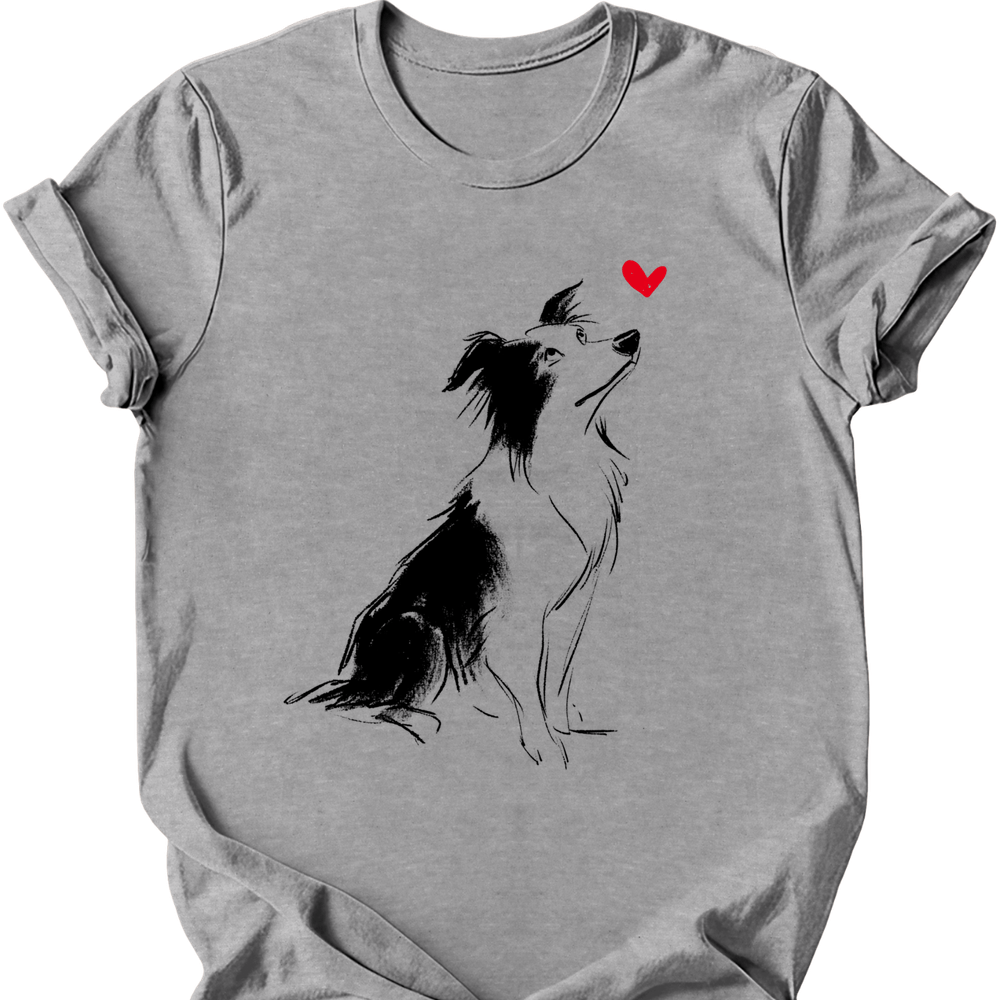 Border Collie sketch tee sport grey