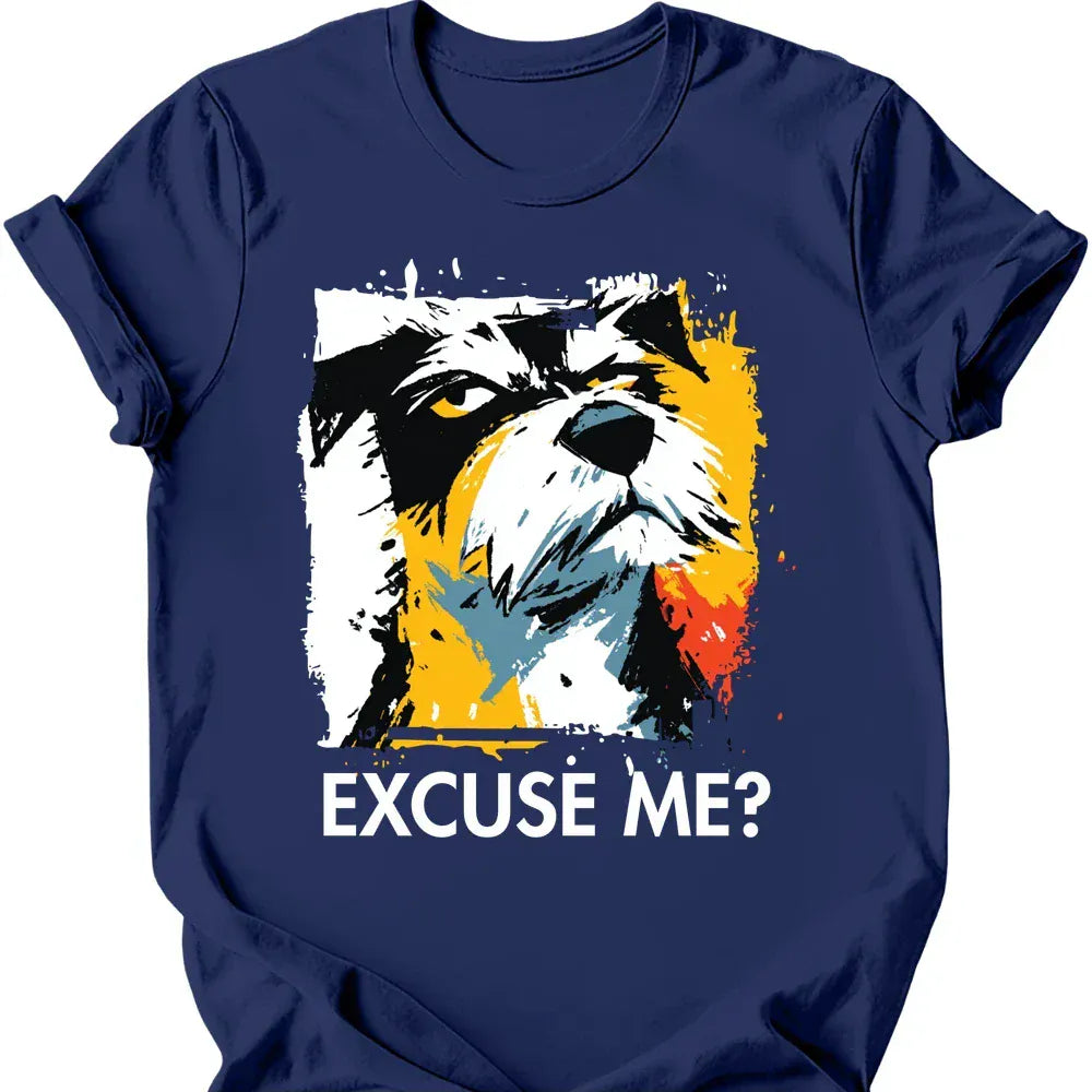 Border Terrier excuse me tee navy