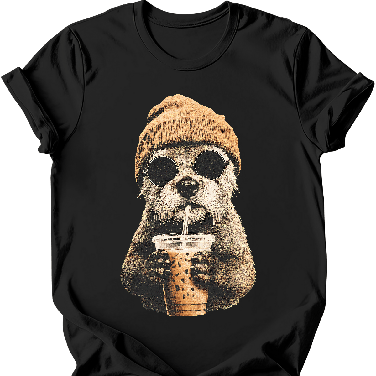 border terrier hipster dog tee black