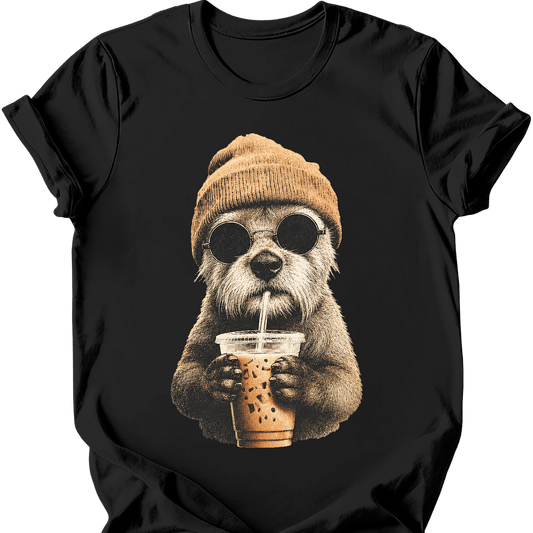 border terrier hipster dog tee black