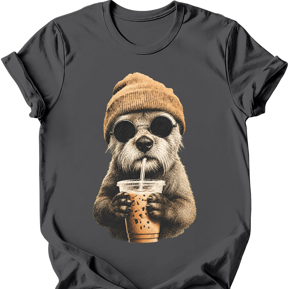 border terrier hipster dog tee charcoal