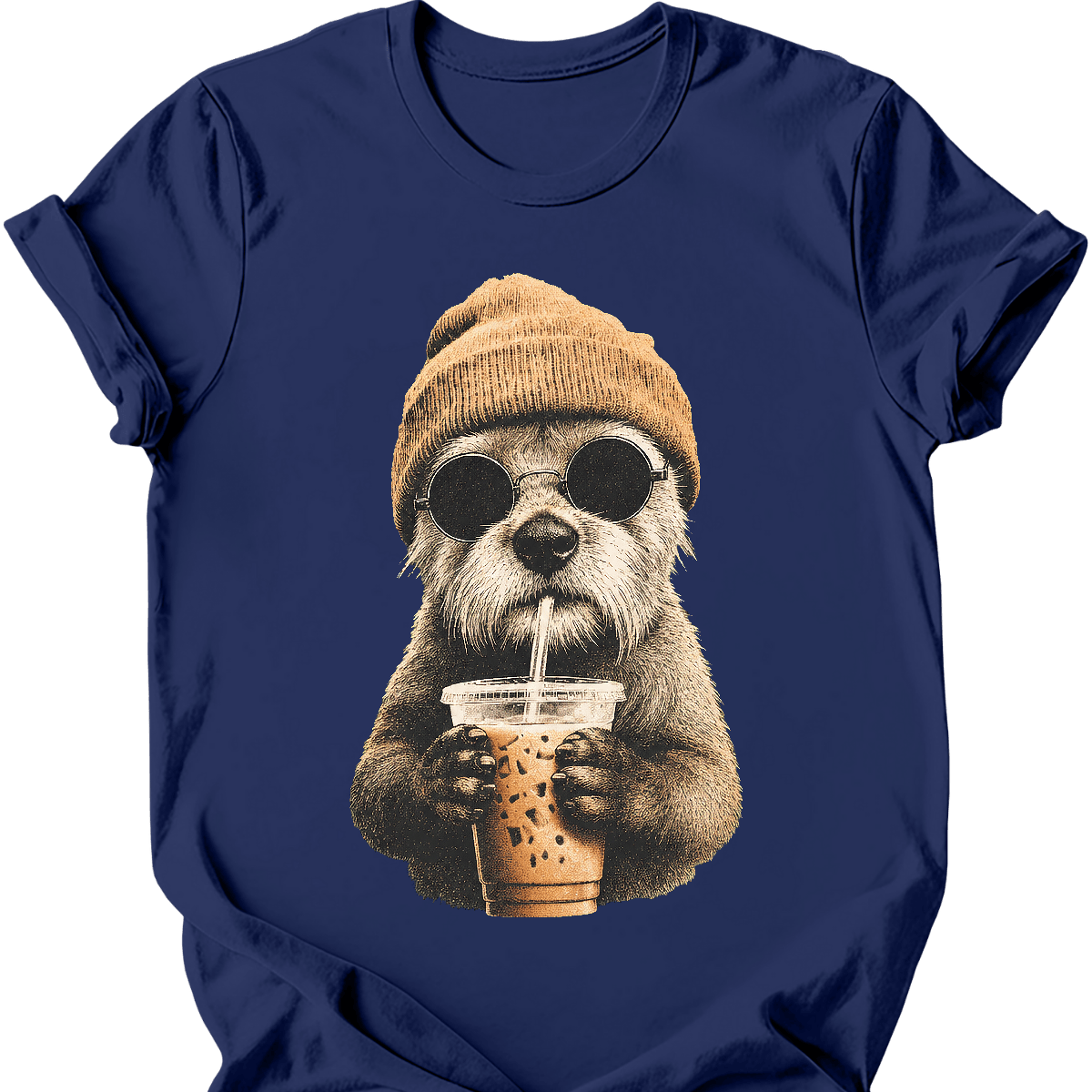 border terrier hipster dog tee navy