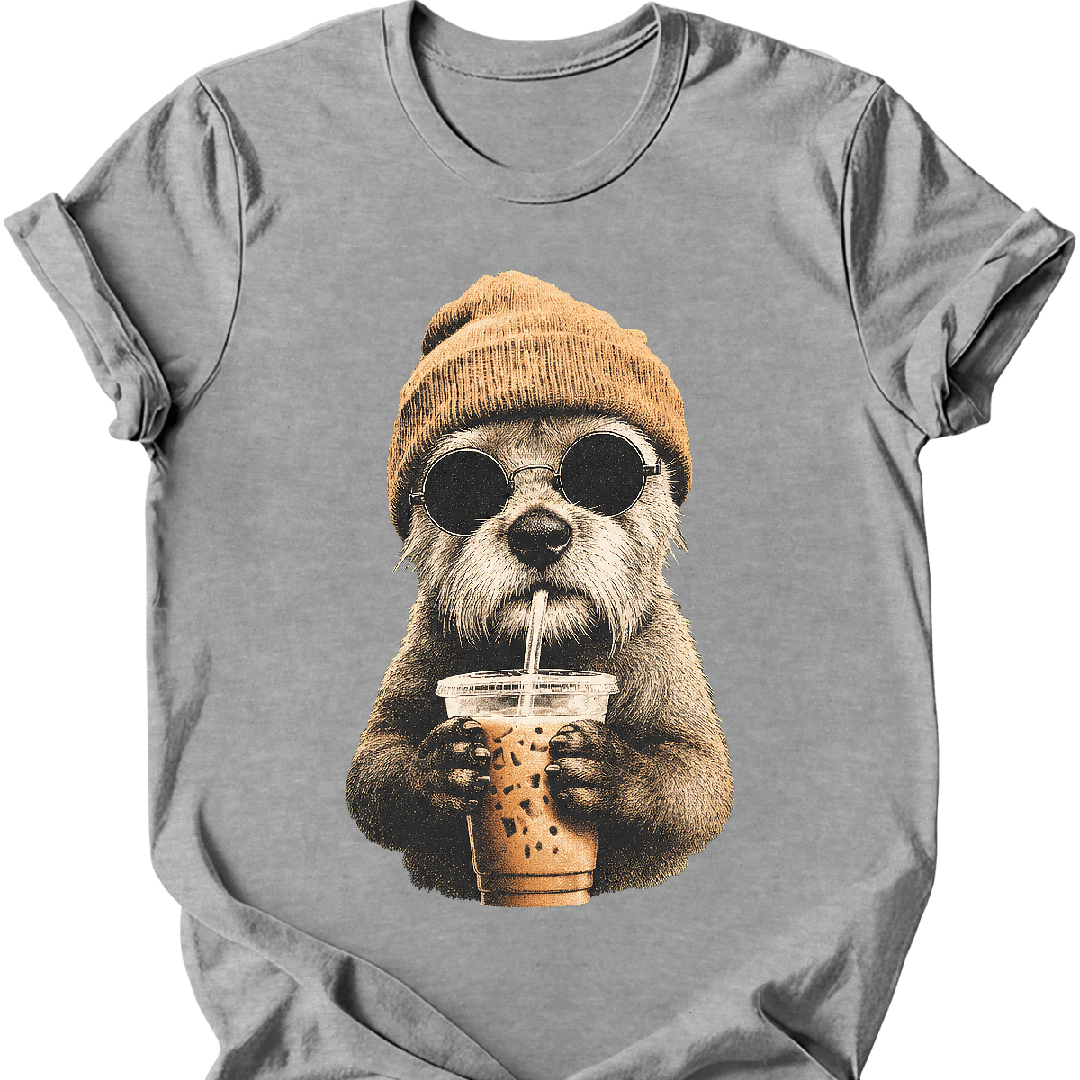 border terrier hipster dog tee sport grey