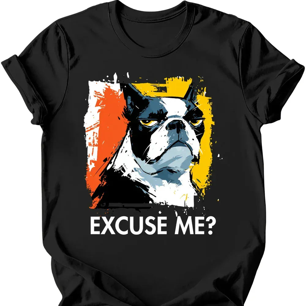 Boston Terrier excuse me tee black