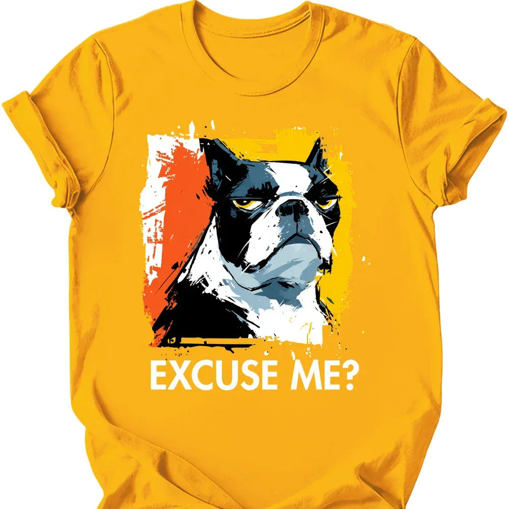 Boston Terrier excuse me tee gold