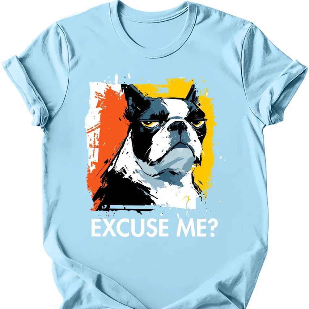 Boston Terrier excuse me tee light blue