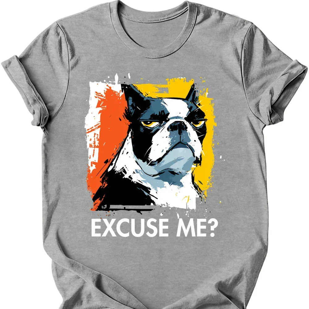 Boston Terrier excuse me tee sport grey
