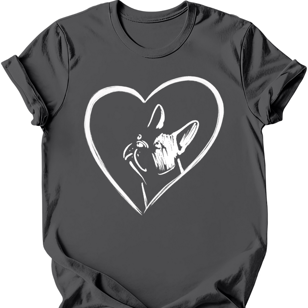 Boston Terrier heart dog tee charcoal