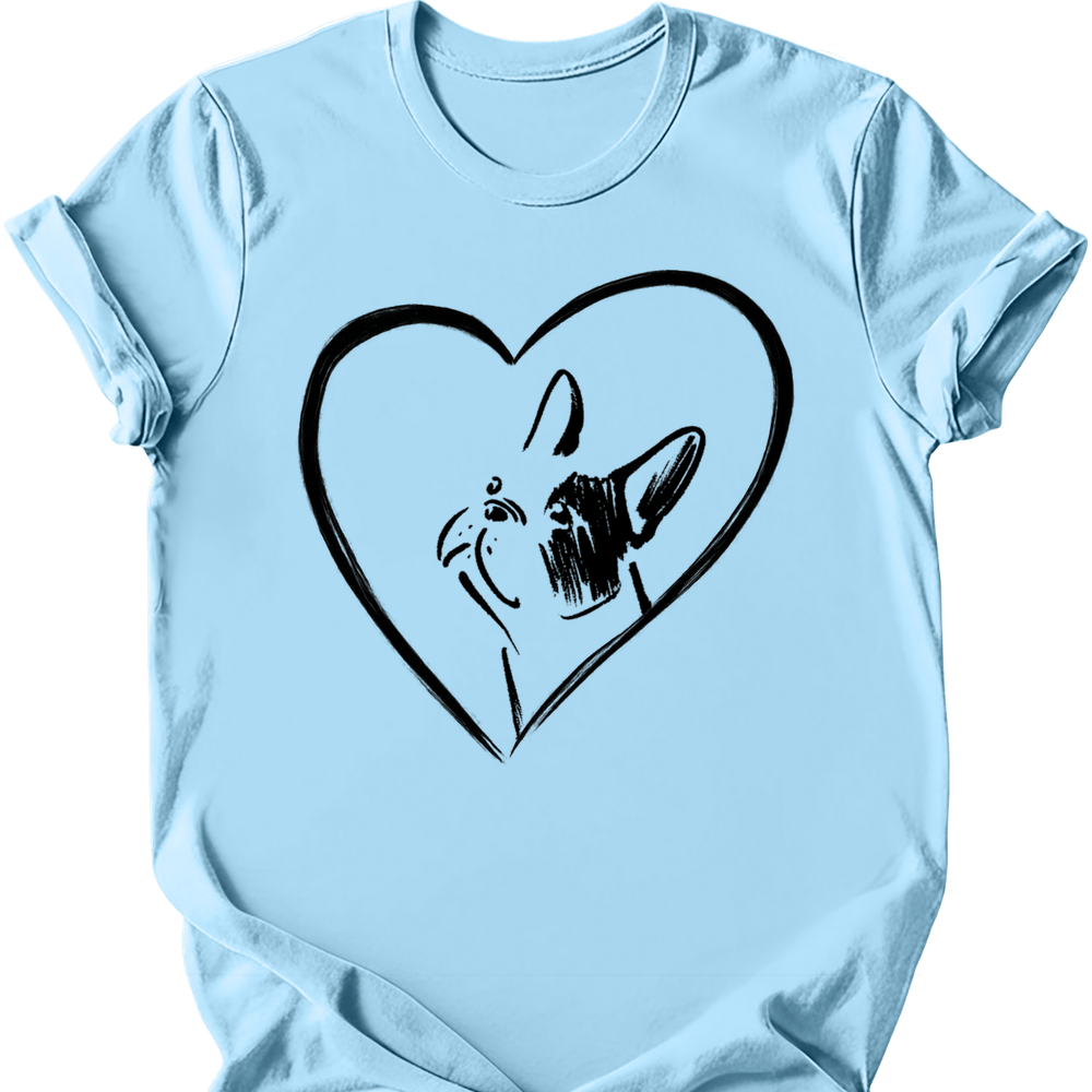 Boston Terrier heart dog tee light blue