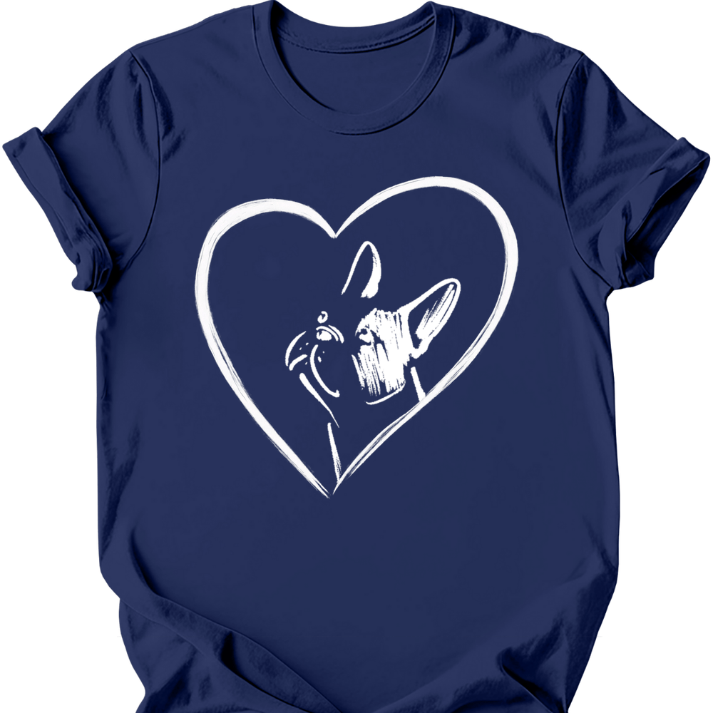 Boston Terrier heart dog tee navy