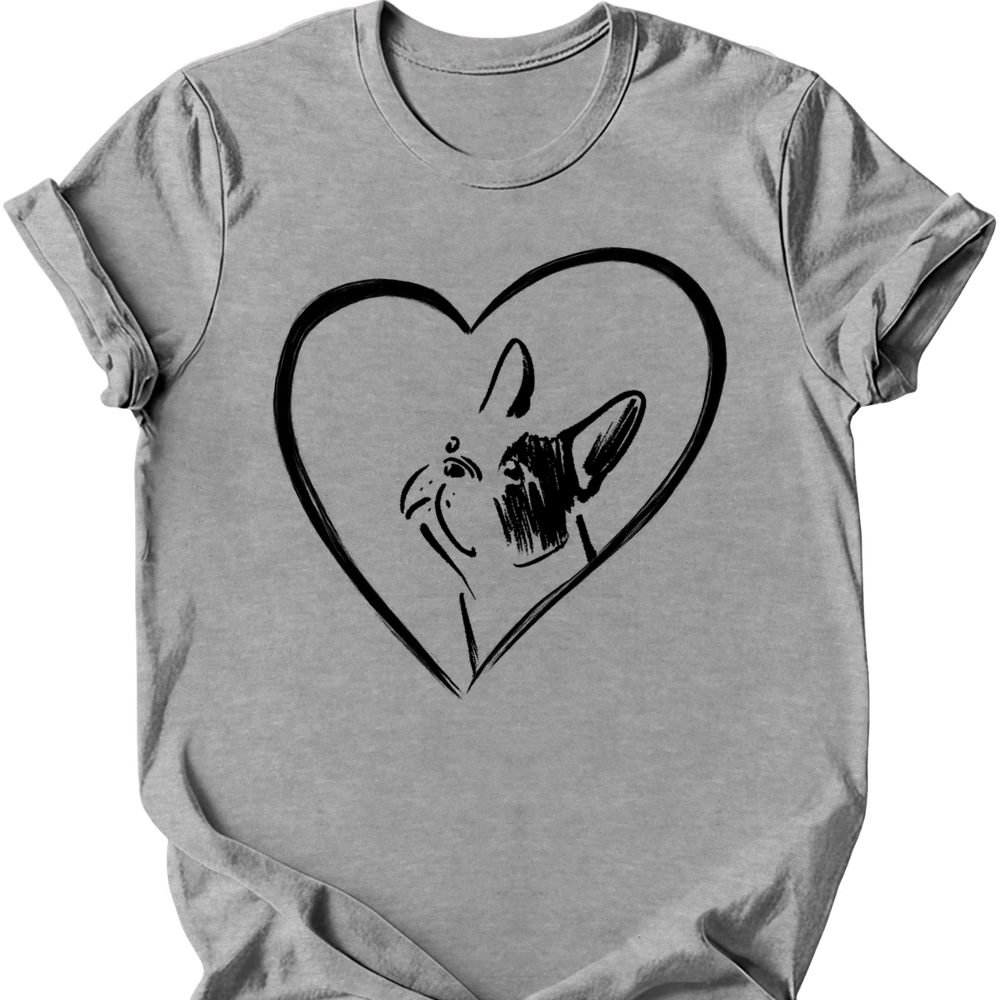 Boston Terrier heart dog tee sport grey
